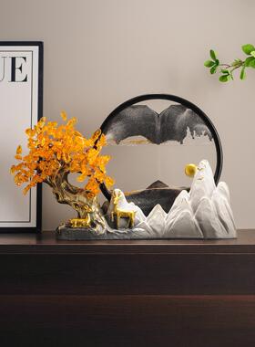 发财树摇钱树水晶摆件流沙画客厅办公室装饰高档公司开店开业礼物