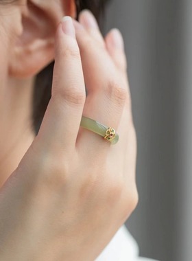 S925纯银中式祥云纹如意戒指