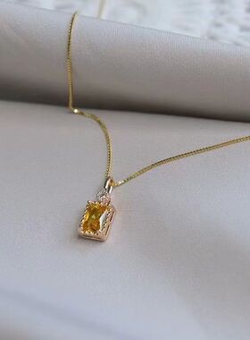 招财进宝黄水晶925纯银锁骨链