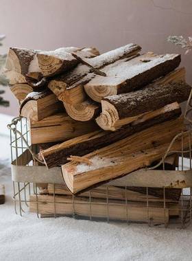 掬涵装饰摆件壁炉橱窗陈列圣诞木柴露营道具木头原木木材美式柴火