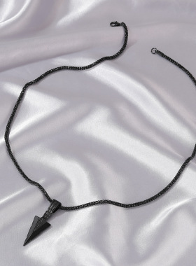 新款项饰 欧美个性男士三角矛头项链 复古金属箭头吊坠毛衣链