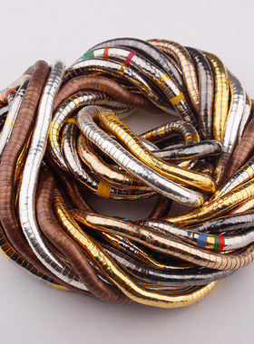 速卖通亚马逊生产制造5mm 90cm白K镀铁弯曲柔性弯曲蛇项链外贸