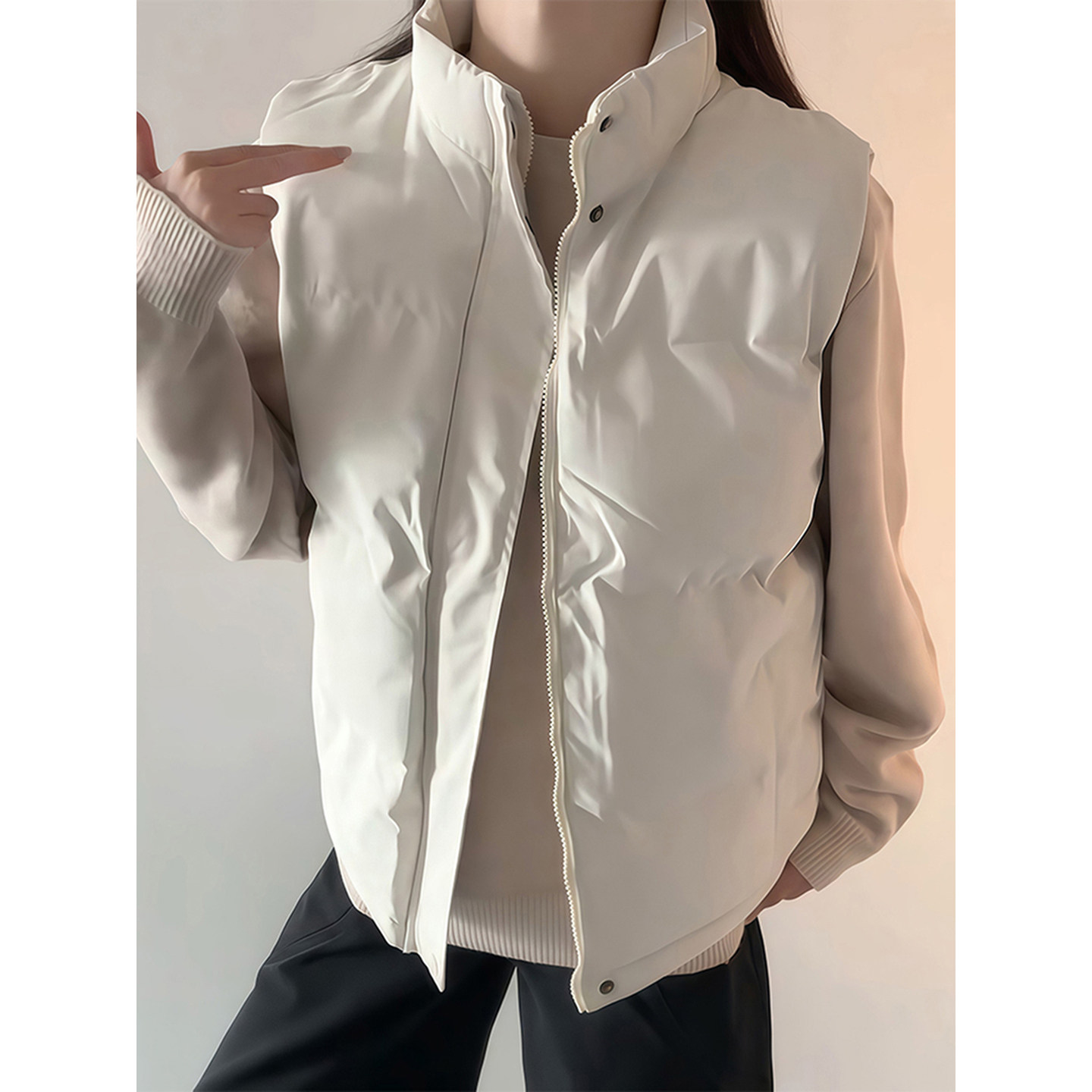 白色立领羽绒马甲男款冬季韩系加厚叠穿坎肩背心外穿运动棉服外套,淘宝优惠券,粉丝福利购,淘宝优惠卷