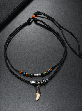 新款民族风项链饰品男款吊坠复古元素饰品男士项链狗牙项饰