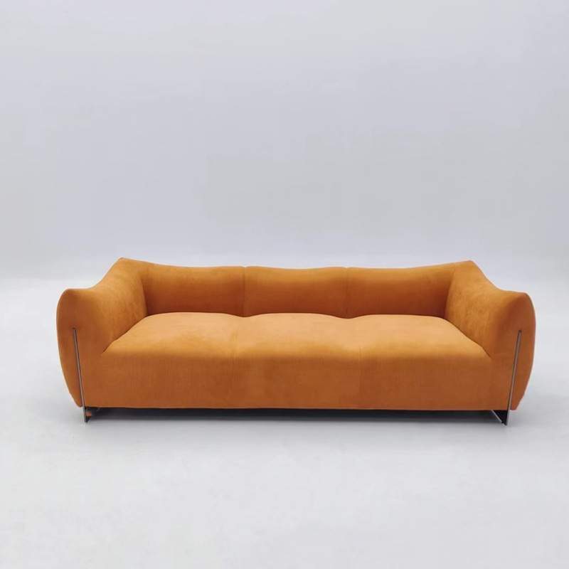 中古风小众款设计师灯芯绒多巴胺配色复古款金属底座牛角云朵沙发 - 图1