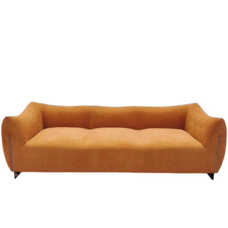 中古风小众款设计师灯芯绒多巴胺配色复古款金属底座牛角云朵沙发 - 图3