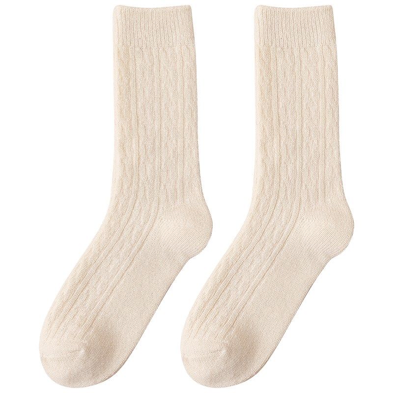 咖色堆堆袜子女j中筒袜秋冬季纯棉加绒加厚保暖冬天纯色羊毛长筒,淘宝优惠券,粉丝福利购,淘宝优惠卷