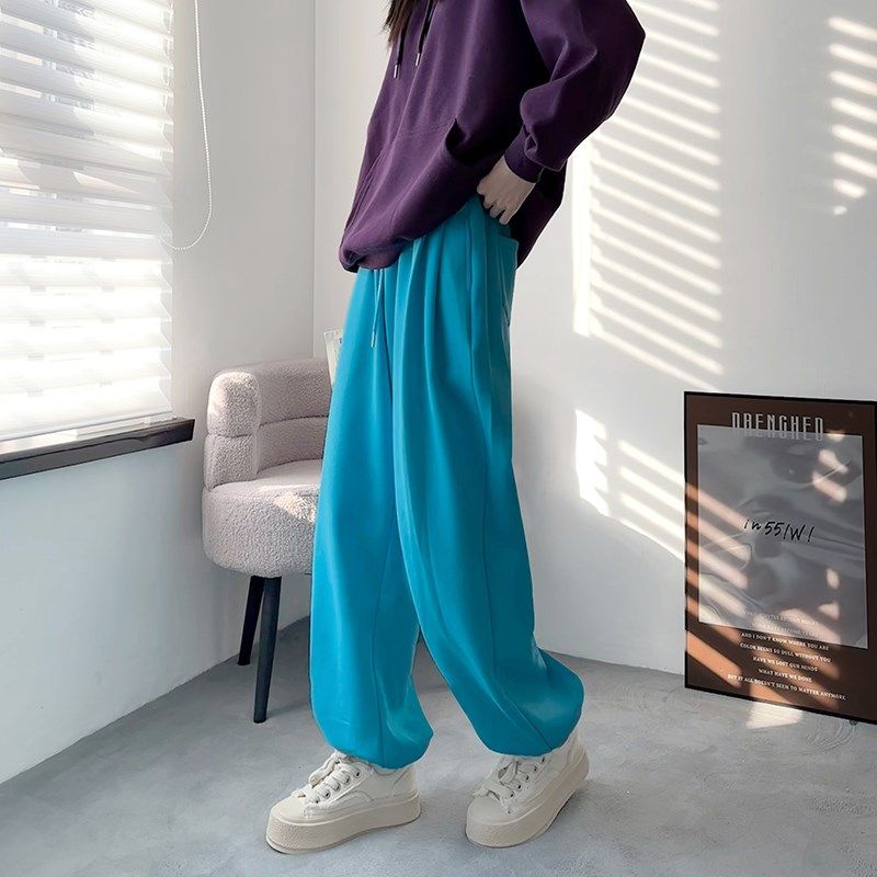 加绒大码阔腿裤女胖mm宽松显瘦束脚E休闲裤秋冬季抽绳垂感直筒裤,淘宝优惠券,粉丝福利购,淘宝优惠卷