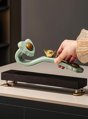 如意摆件招财陶瓷工艺品客厅电视柜玄关酒柜家居装饰品摆件办公室