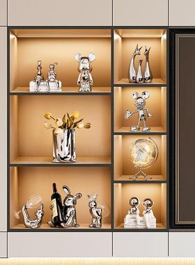 轻奢风餐边柜酒柜装饰品摆件陶瓷现代家居客厅创意暴力熊软装摆设