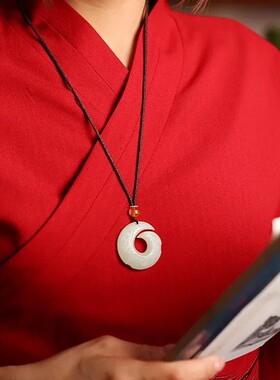 天然玉石时来运转吊坠男女款白玉玉坠玉挂件项链毛衣链本命年礼物