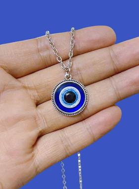 热爆恶魔之眼蓝眼睛项链女锁骨链项链饰品毛衣链厂家现货