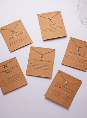 厂家新款纸卡爱心合金项链创意音符吊坠时尚百搭项饰低价