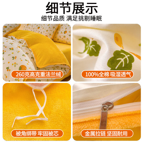 牛奶绒四件套ab面纯棉全棉加厚法兰珊瑚绒床单被套2026新款秋冬季 - 图1