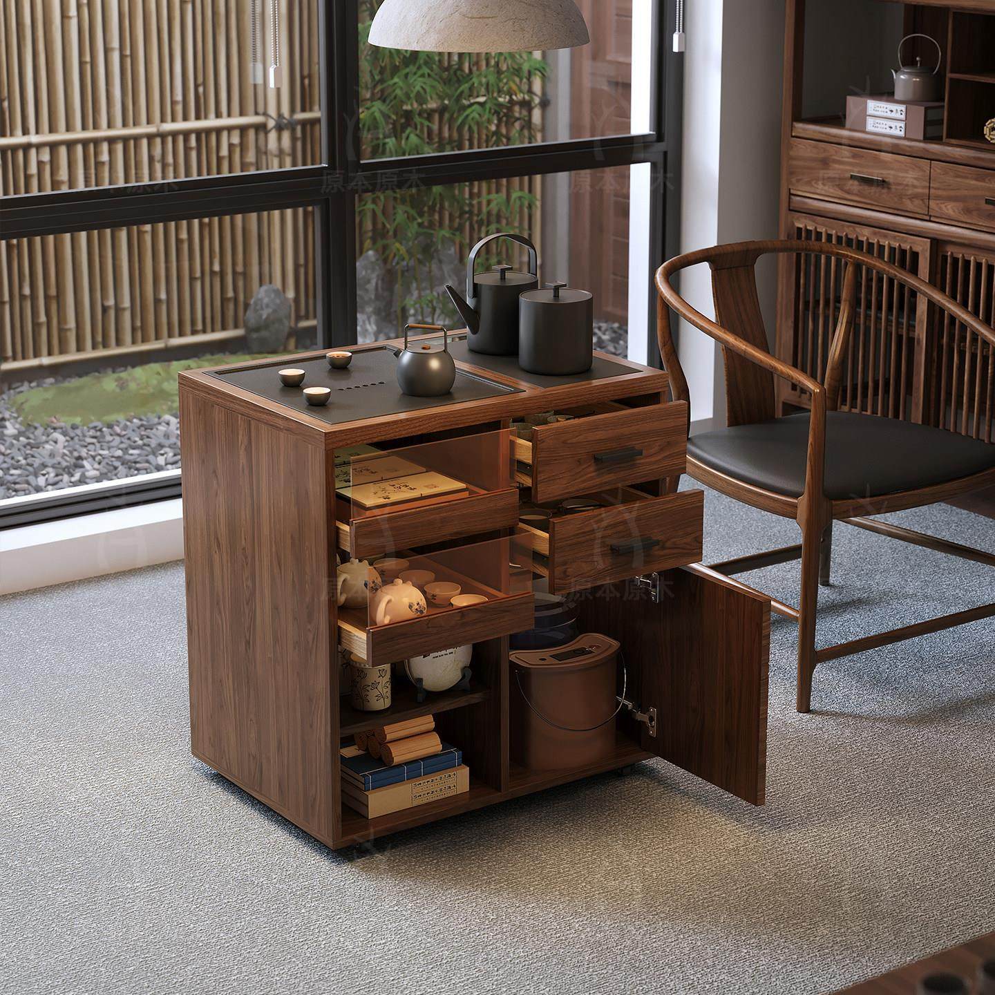 原本原木阳台茶桌小户型可移动全实木茶边几泡茶带烧水茶水柜茶台,淘宝优惠券,粉丝福利购,淘宝优惠卷