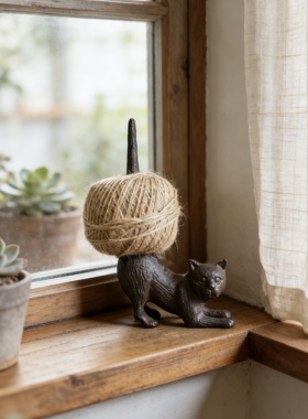 美式乡村别墅布置麻绳架猫咪缝纫机杂货酒吧前台摆件复古怀旧装饰