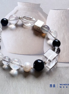 天然多色水晶手串女ins小众设计