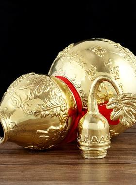 纯铜开盖空心百草葫芦合金大明咒六字真言天医葫芦摆件家居装饰