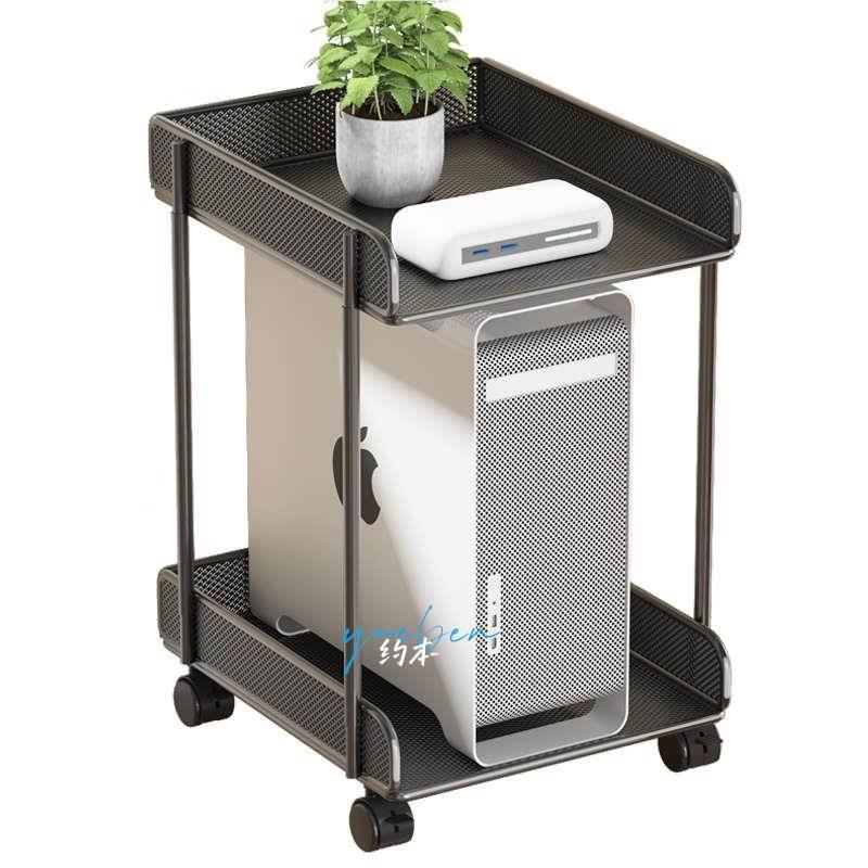 Host tray, desktop computer mainframe tray, bracket base rack, two-layer wrought iron rack with wheels