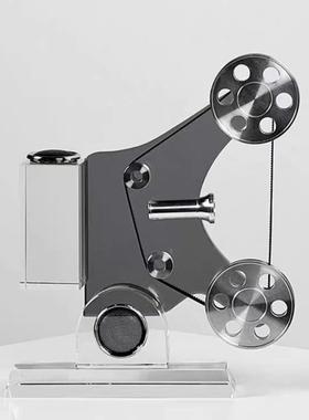 现代创意轻奢复古放映机水晶装饰摆件样板间客厅电视柜桌面摆设