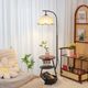 French mid-century style floor lamp living room sofa next to bedroom atmosphere retro shelf bedside counter lamp integrated