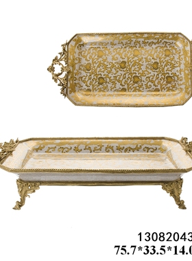 金色年华 陶瓷配铜轻奢经典装饰摆件 奢华别墅高档住宅家居工艺品