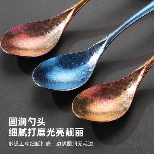 纯钛结晶冰花勺子欧式甜品勺新中式家用吃饭饭勺户外野营多功能勺 - 图1