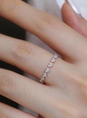 莫桑戒指爱心排桃镶嵌小钻副戒