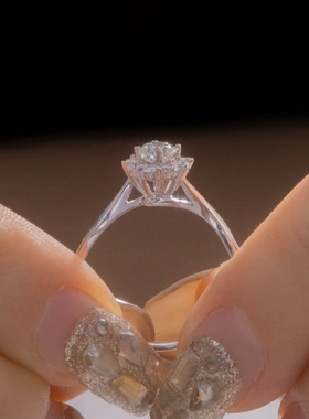 YUDANDUN莫桑戒指40分扭臂繁华钻戒富贵花设计气质优雅高贵奢华女