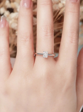 YUDANDUN莫桑戒指1克拉经典祖母绿形切钻戒简约时尚百搭通勤求婚