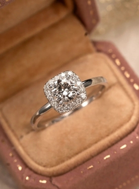 YUDANDUN莫桑戒指50分北极星钻戒经典方包简约时尚日常百搭优雅女