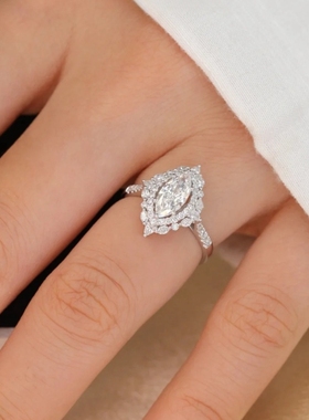 YUDANDUN莫桑戒指70分马眼钻戒显长轻奢独特小众时尚高级闭口戒指