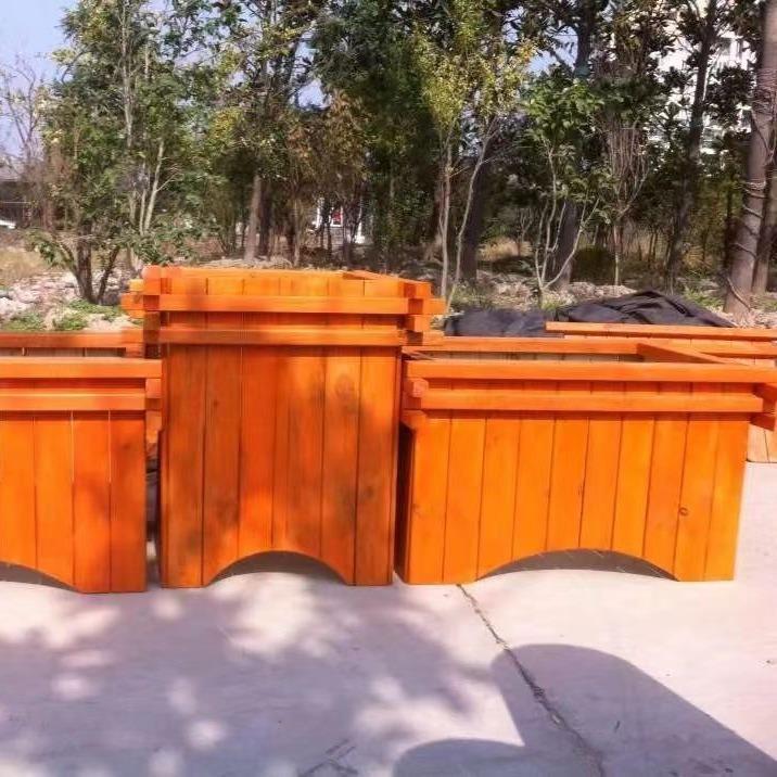 景观花箱种花绿植尺寸定制防腐木镀锌板塑木均可公园花盆户外花槽 - 图0