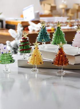 淄博琉璃圣诞树圣诞节礼物工艺品桌面摆件手工装饰带灯设计款