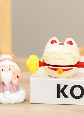 欢喜小神仙摆件办公室工位休闲减压小木鱼治愈系静心小玩意小礼物