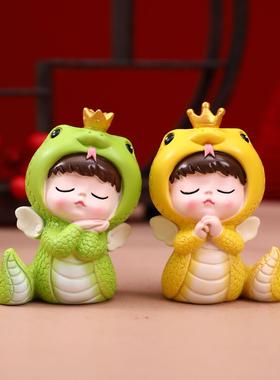 2025春节蛇年新年蛋糕装饰摆件可爱新宝宝发财跨年烘焙装饰摆件新