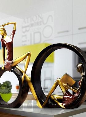 北欧风文艺看书女孩瑜伽摆件书房卧室玄关摆设客厅酒柜装饰品礼物