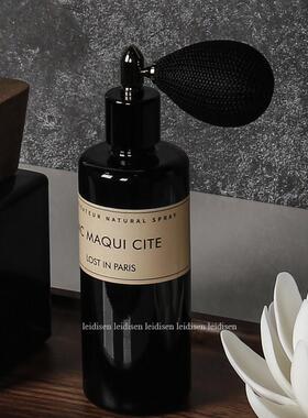 新中式胡桃木样板间卫浴摆件套装软装洗手台香薰装饰木质托盘摆设