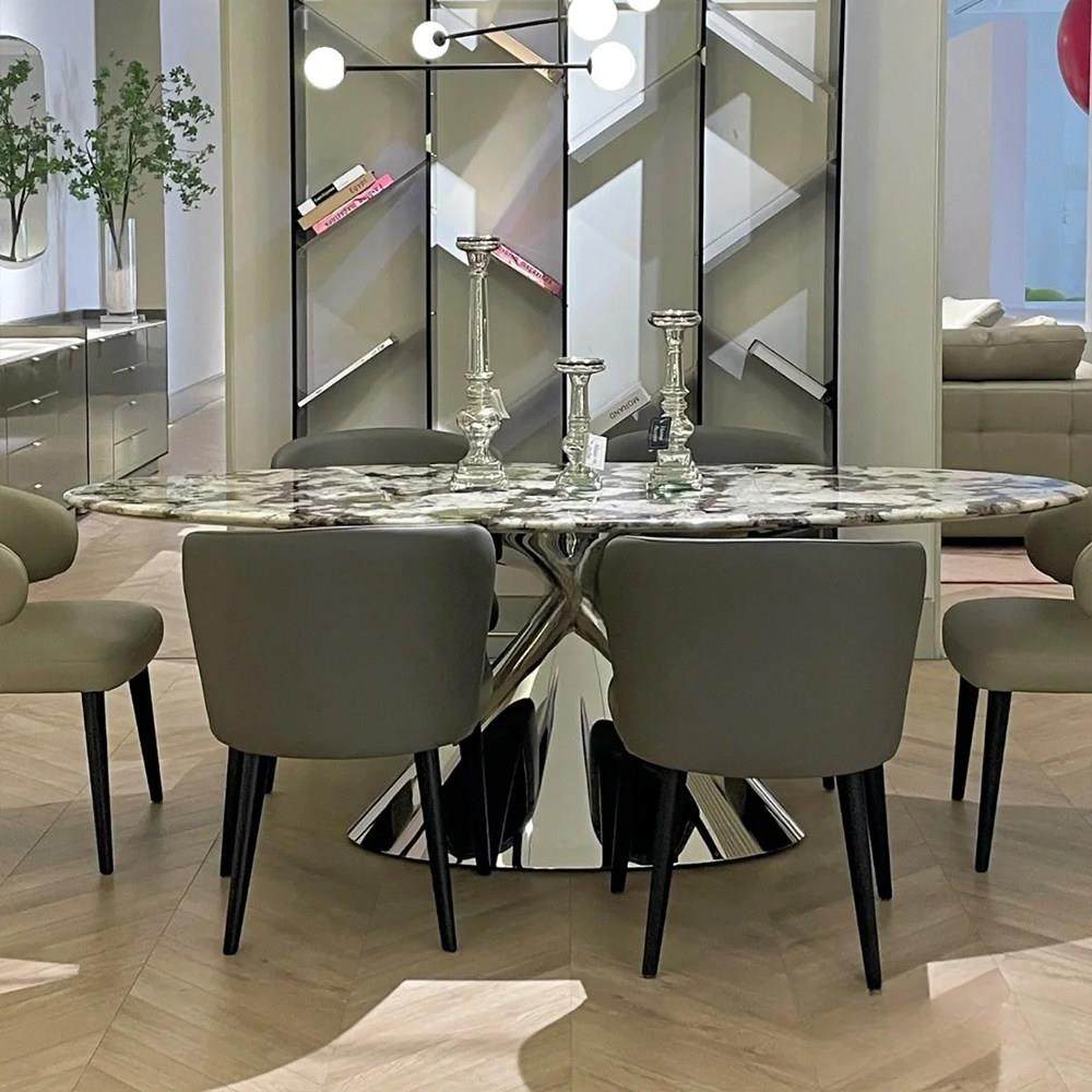 加澄轻奢雪山飞狐大理石餐桌家用现代简约椭圆形天然奢石飞碟餐桌,淘宝优惠券,粉丝福利购,淘宝优惠卷