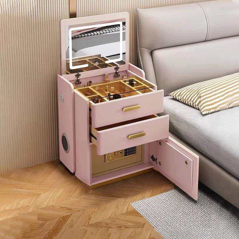 智能保险柜梳妆台一体实木卧室储物柜多功能收纳柜床头柜简约现代,淘宝优惠券,粉丝福利购,淘宝优惠卷