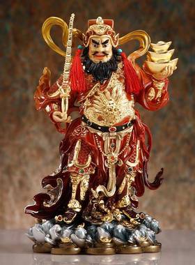 台湾纯铜彩绘五路财神摆件客厅家用武财神赵公明神像公司开业送礼