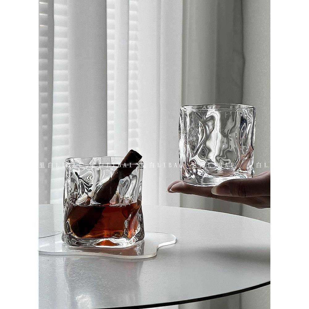 里白 威士忌扭扭玻璃杯洋酒杯烈酒杯果汁家用水杯客厅玻璃杯子 - 图3
