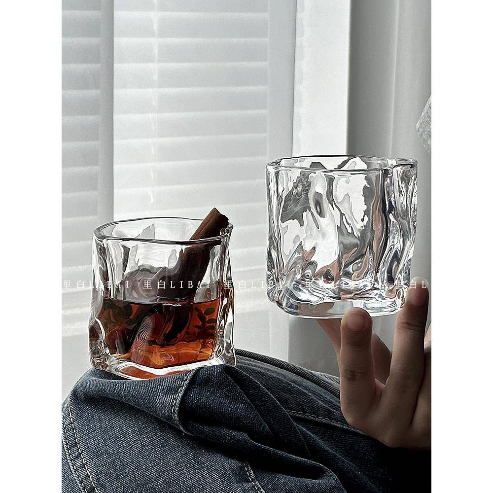 里白 威士忌扭扭玻璃杯洋酒杯烈酒杯果汁家用水杯客厅玻璃杯子 - 图2