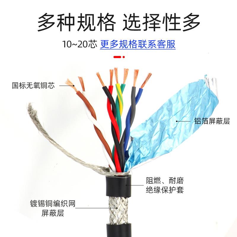 国标RVSP/RVVSP双绞屏蔽电缆线6/8/10/14/16/20芯rs485通讯信号线 - 图0