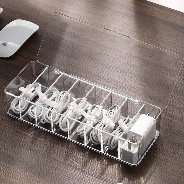 Headphone data cable with cover storage box power charging cable sorting artifact mobile phone charger desktop cable management