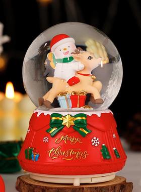 圣诞节礼物水晶球音乐盒八音盒装饰品摆件圣诞树雪人场景布置装扮