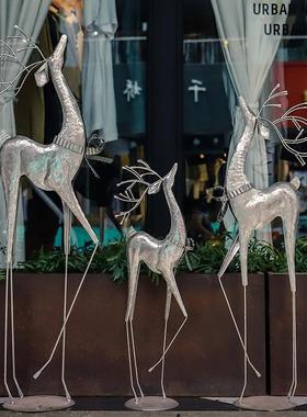 美式复古落地鹿大摆件创意铁艺轻奢客厅电视柜旁店铺橱窗花园工艺