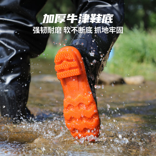 下水裤全身防水连体雨衣服带鞋一体式挖藕抓摸鱼水鞋水库男款皮叉 - 图3