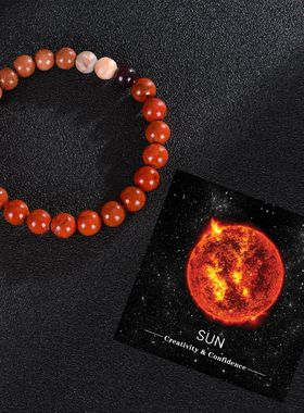 速卖通热卖八大行星天然石手链水晶石头串珠手串男女行星卡片手链