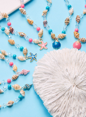 欧美跨境 速卖通热销沙滩脚饰货源批发 时尚海螺米珠贝壳项链